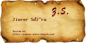 Zierer Sára névjegykártya